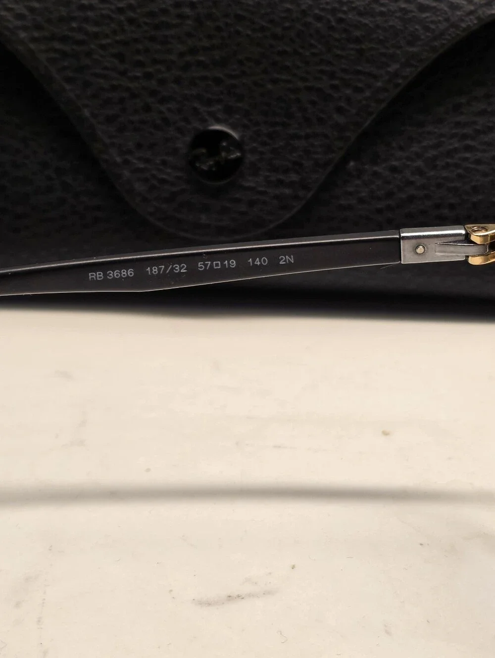 Ray-Ban RB 3686 187/32 Square Sunglasses (Polished Black on Gold / Clear Grey)